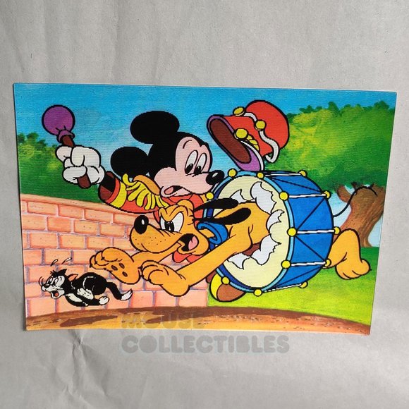 Vintage 1970s Disney Lenticular Postcard Mickey Mouse Pluto TOPPAN TOP STEREO - Picture 3 of 12